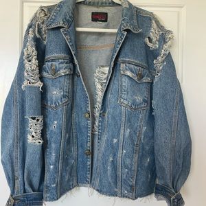 Hand-Ripped Vintage Oversized Jean Jacket